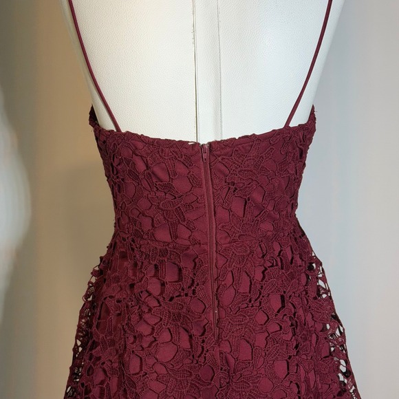 Windsor Burgundy Crochet Lace Skater Mini Dress Small Vamp Whimsigoth Fit Flare - Picture 6 of 10